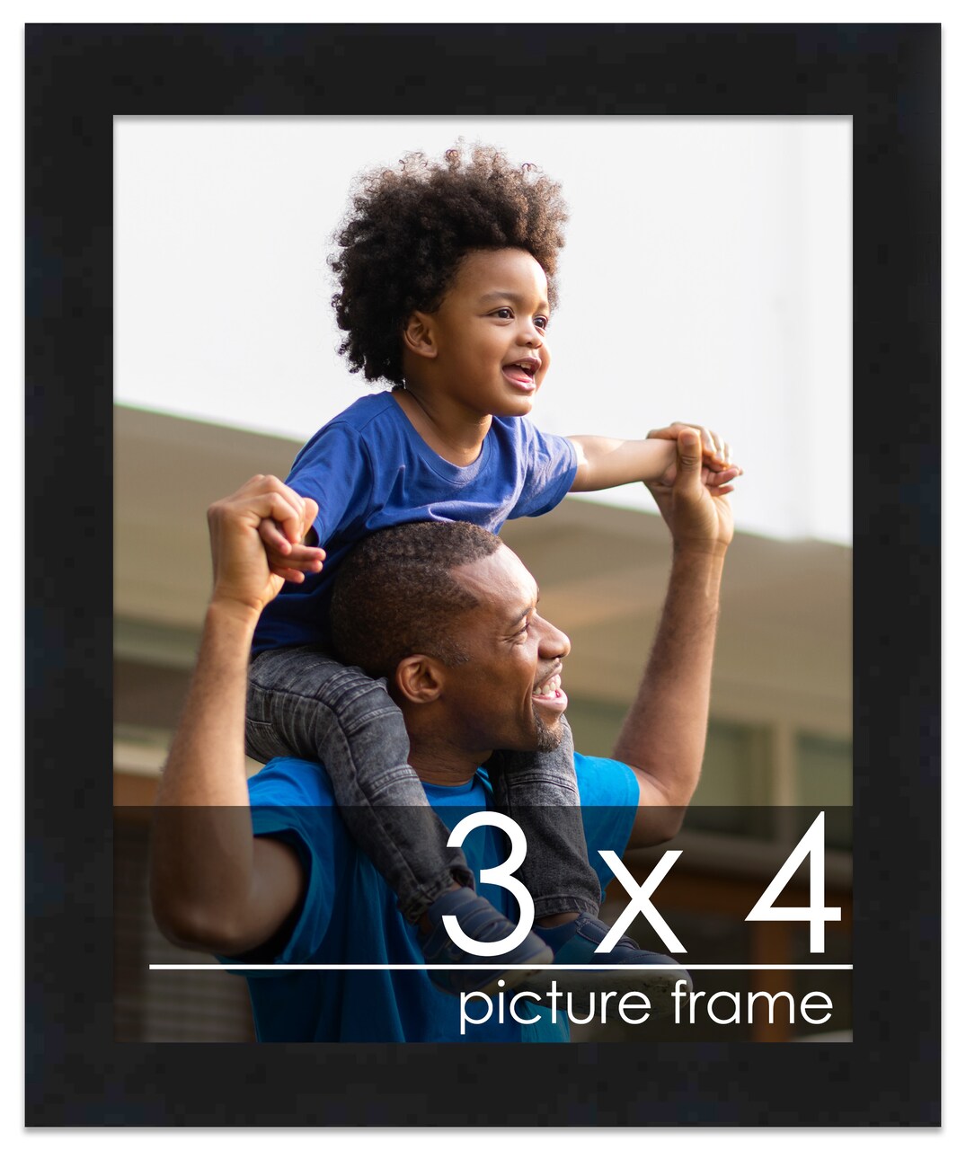 3x4 Modernist Black Picture Frame - UV Acrylic, Foam Board Backing, Hanging Hardware